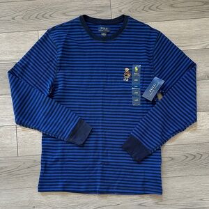 Polo Ralph Lauren Blue Thermal Striped Long Sleeve Shirt